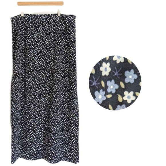 VINTAGE CALICO flowers maxi cut out skirt size S @K - Picture 1 of 9